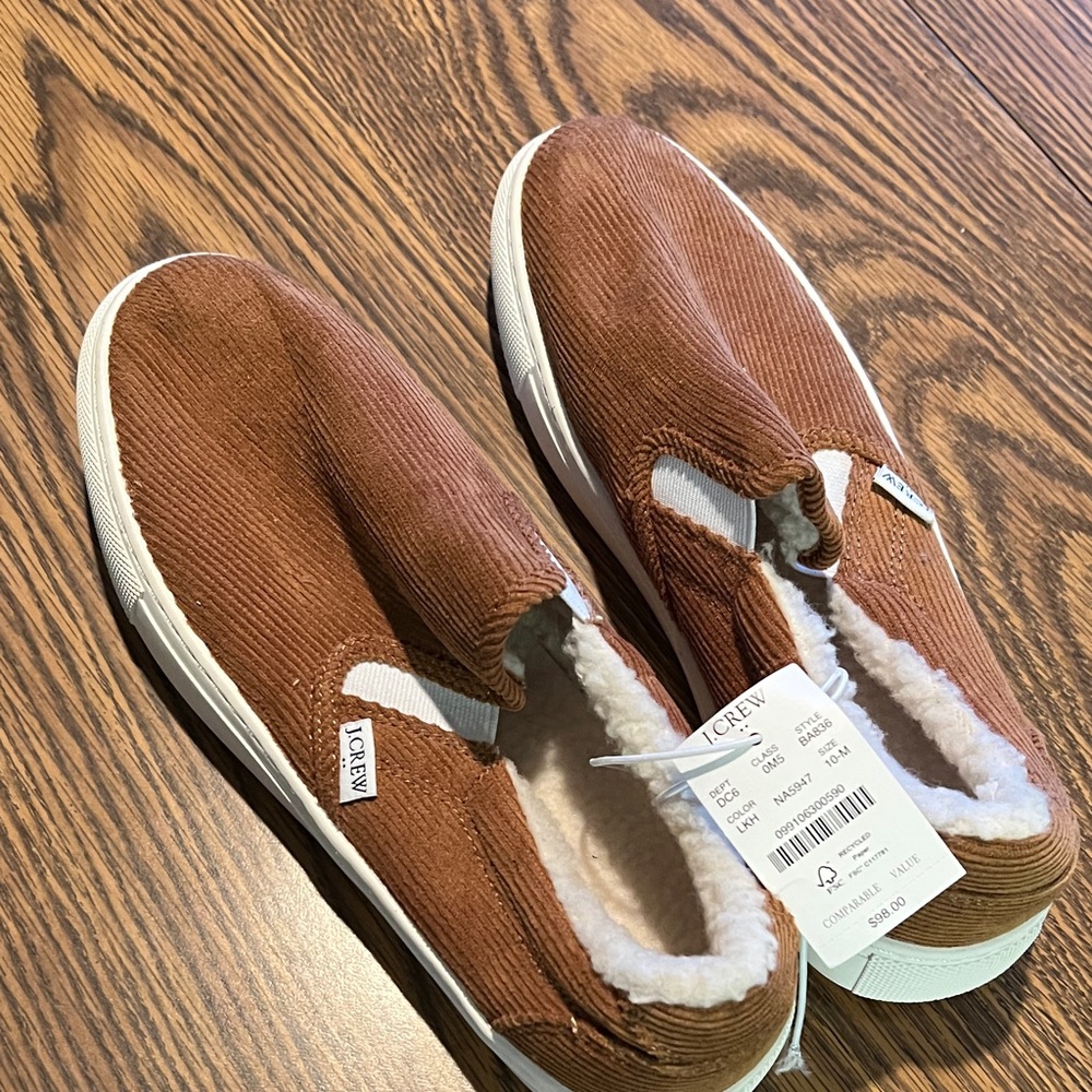 J. Crew Factory Tan Corduroy Slip-On Shoes Never Worn with Attached Tag